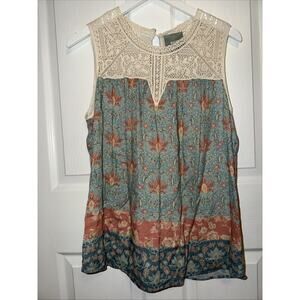 MAEVE Anthropologie Women’s SZ M‎ Multi Eleanor Crochet Floral Boho Blouse Tank